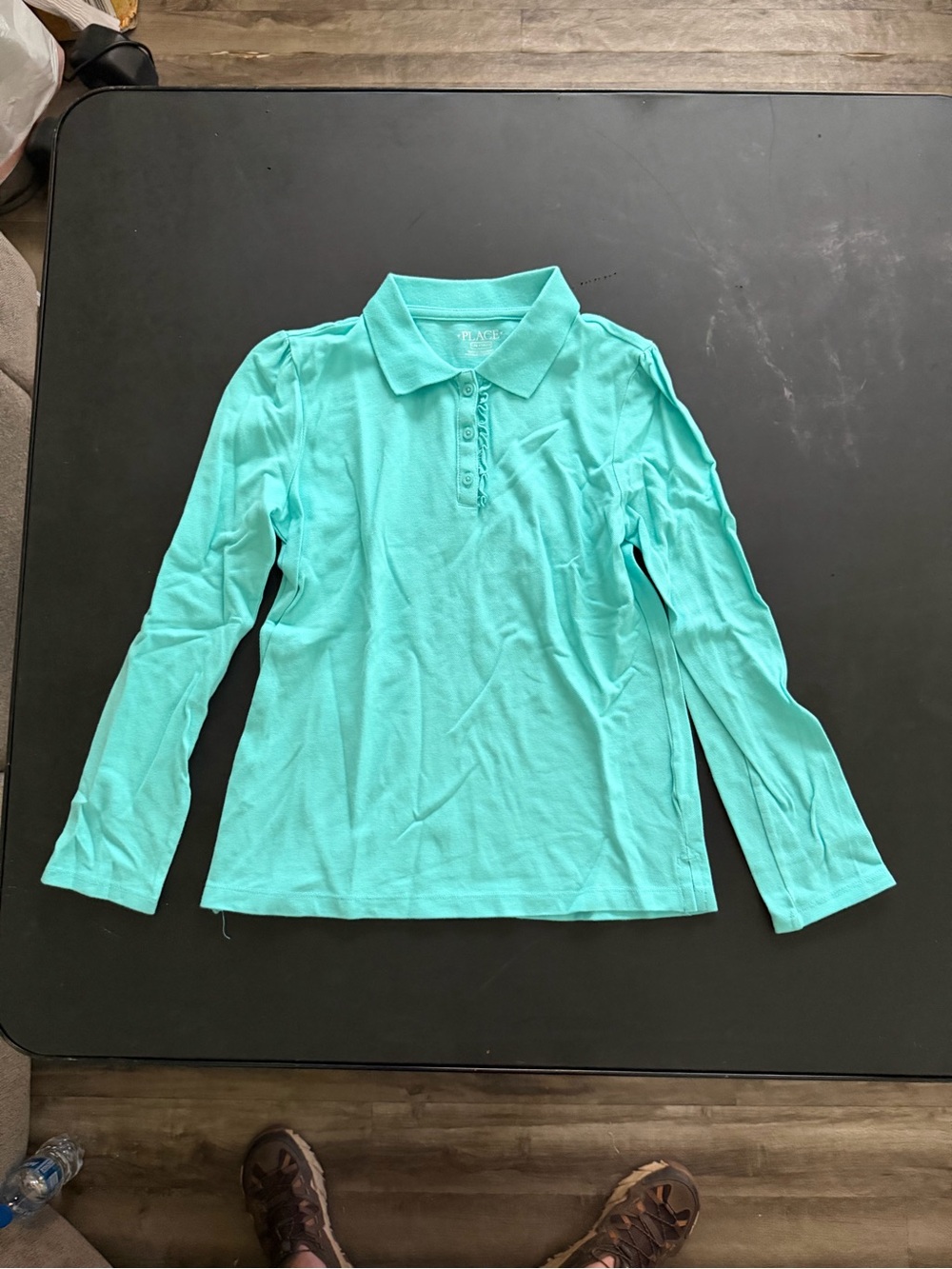 Children’s Place Long-Sleeve Polo Top in Aqua Green - Kids